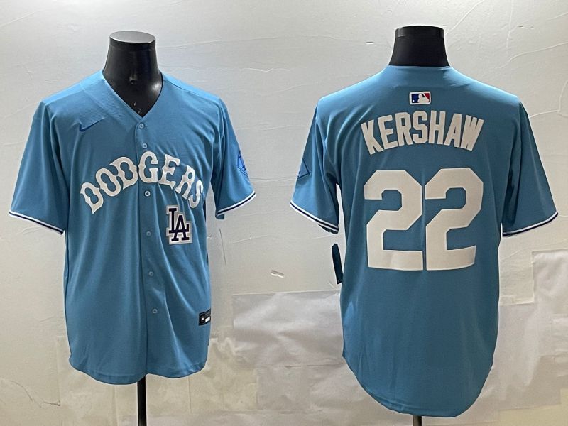Men Los Angeles Dodgers #22 Kershaw Light Blue Joint Name 2025 Nike MLB Jersey style 12->los angeles dodgers->MLB Jersey
